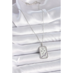 Mey İthalat® 316L Çelik Gümüş Renk Zincir Yay Burcu Zirkon Taşlı Kadın Kolye