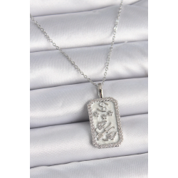 Mey İthalat® 316L Çelik Gümüş Renk Zincir Yengeç Burcu Zirkon Taşlı Kadın Kolye