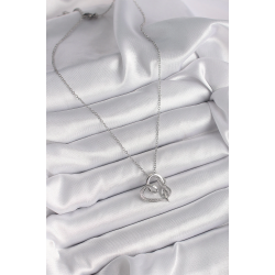 Mey İthalat® 316L Çelik Gümüş Renk Zincir Zirkon Taş Detaylı Kalp Model Sonsuzluk Detay Kadın Kolye