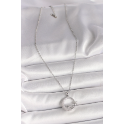 Mey İthalat® 316L Çelik Gümüş Renk Zincir Zirkon Taşlı Ay Yıldız Model Sonsuzluk Detay Kadın Kolye