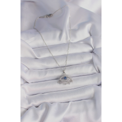 Mey İthalat® 316L Çelik Gümüş Renk Zincir Zirkon Taşlı Göz Model Kadın Kolye