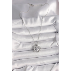 Mey İthalat® 316L Çelik Gümüş Renk Zincir Zirkon Taşlı Kalp Figür Gül Detay Kadın Kolye