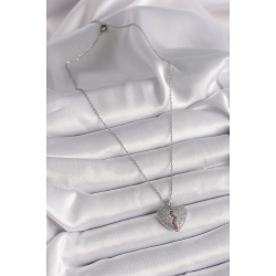 Mey İthalat® 316L Çelik Gümüş Renk Zincir Zirkon Taşlı Kalp Model Kadın Kolye