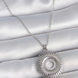 Mey İthalat® 316L Çelik Gümüş Renk Zincir Zirkon Taşlı Nova Yıldız Model Kadın Kolye