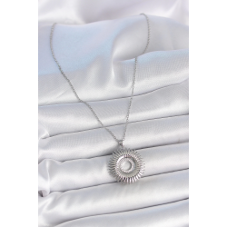 Mey İthalat® 316L Çelik Gümüş Renk Zincir Zirkon Taşlı Nova Yıldız Model Kadın Kolye