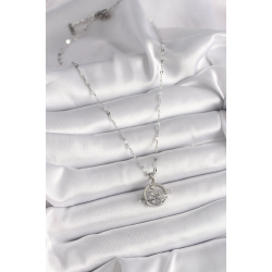 Mey İthalat® 316L Çelik Gümüş Renk Zincir Zirkon Taşlı Yıldız Detay Gezegen Model Kadın Kolye