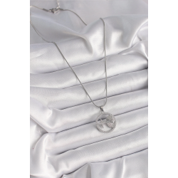 Mey İthalat® 316L Çelik Gümüş Renk Zincir Zirkon Taşlı Yıldız Madalyon Model Kadın Kolye