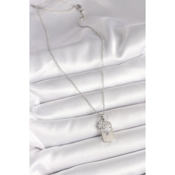 Mey İthalat® 316L Çelik Gümüş Renk Zincir Zirkon Taşlı Yonca Model Kadın Kolye