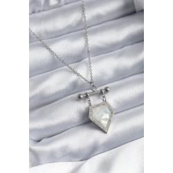 Mey İthalat® 316L Çelik Gümüş Renk Zirkon Taş Detay Kadın Kolye