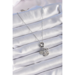 Mey İthalat® 316L Çelik Gümüş Renk Zirkon Taş Detay Kalp Model Charm Kadın Kolye