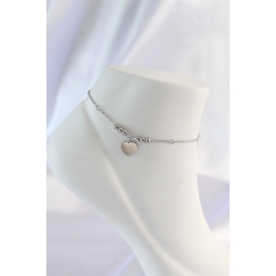 Mey İthalat® 316L Çelik Gümüş Renk Zirkon Taş Detay Kalpli Halhal