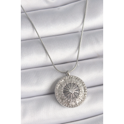 Mey İthalat® 316L Çelik Gümüş Renk Zirkon Taşlı 12 Burç Madalyon Model Kadın Kolye