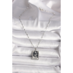 Mey İthalat® 316L Çelik Gümüş Renk Zirkon Taşlı  Ay Figürlü Taror Model Kadın Kolye