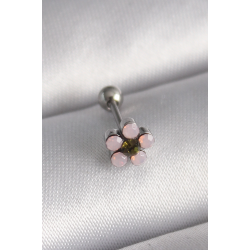 Mey İthalat® 316L Çelik Gümüş Renk Zirkon Taşlı Çiçek Tragus Piercing