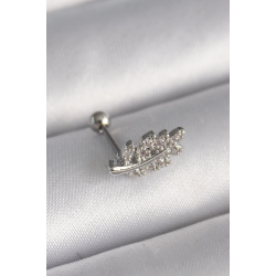 Mey İthalat® 316L Çelik Gümüş Renk Zirkon Taşlı Dal Tragus Piercing