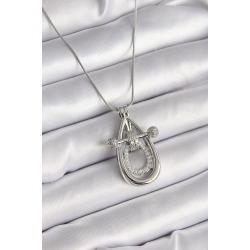 Mey İthalat® 316L Çelik Gümüş Renk Zirkon Taşlı Damla Model Kadın Kolye