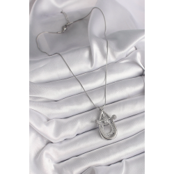 Mey İthalat® 316L Çelik Gümüş Renk Zirkon Taşlı Damla Model Kadın Kolye