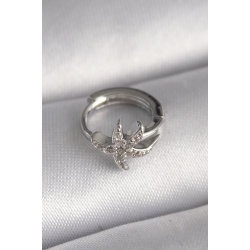 Mey İthalat® 316L Çelik Gümüş Renk Zirkon Taşlı Deniz Yıldızı Model Tragus Piercing