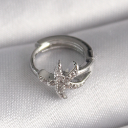 Mey İthalat® 316L Çelik Gümüş Renk Zirkon Taşlı Deniz Yıldızı Model Tragus Piercing