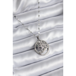 Mey İthalat® 316L Çelik Gümüş Renk Zirkon Taşlı Jaguar Model Kadın Kolye