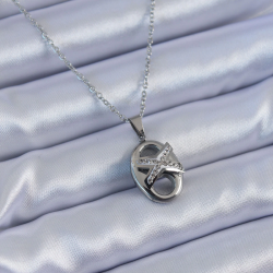 Mey İthalat® 316L Çelik Gümüş Renk Zirkon Taşlı Kadın Kolye