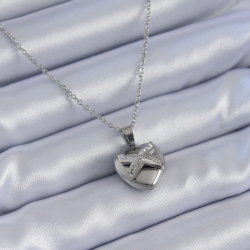 Mey İthalat® 316L Çelik Gümüş Renk Zirkon Taşlı Kalp Model Kadın Kolye