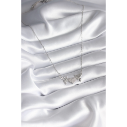 Mey İthalat® 316L Çelik Gümüş Renk Zirkon Taşlı Kanat Kalp Model Kadın Kolye