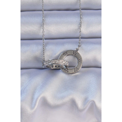 Mey İthalat® 316L Çelik Gümüş Renk Zirkon Taşlı Kolye