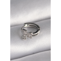 Mey İthalat® 316L Çelik Gümüş Renk Zirkon Taşlı Kurdele Model Tragus Piercing