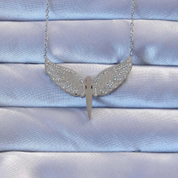 Mey İthalat® 316L Çelik Gümüş Renk Zirkon Taşlı Mikail Kolye