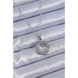 Mey İthalat® 316L Çelik Gümüş Renk Zirkon Taşlı Model Kadın Kolye