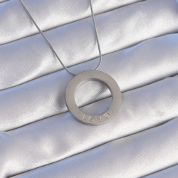 Mey İthalat® 316L Çelik Gümüş Renk Zirkon Taşlı Model Kolye