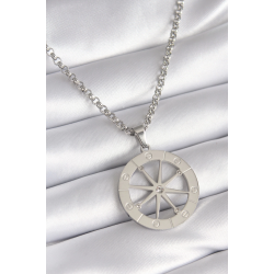 Mey İthalat® 316L Çelik Gümüş Renk Zirkon Taşlı Rüya Kapanı Model İşeme Detay Kadın Kolye