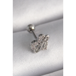 Mey İthalat® 316L Çelik Gümüş Renk Zirkon Taşlı Sonsuzluk Detay Tragus Piercing