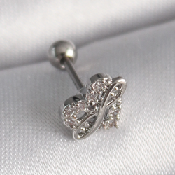 Mey İthalat® 316L Çelik Gümüş Renk Zirkon Taşlı Sonsuzluk Detay Tragus Piercing