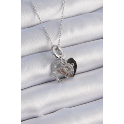 Mey İthalat® 316L Çelik Gümüş Renk Zirkon Taşlı Sonsuzluk Kalp Figür Charm Model Kadın Kolye