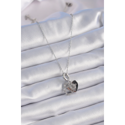 Mey İthalat® 316L Çelik Gümüş Renk Zirkon Taşlı Sonsuzluk Kalp Figür Charm Model Kadın Kolye