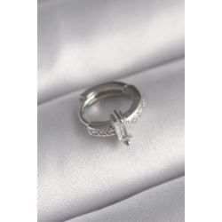 Mey İthalat® 316L Çelik Gümüş Renk Zirkon Taşlı Tragus Piercing