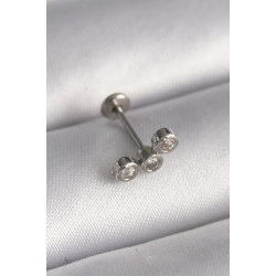 Mey İthalat® 316L Çelik Gümüş Renk Zirkon Taşlı Tragus Piercing