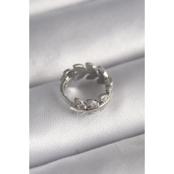 Mey İthalat® 316L Çelik Gümüş Renk Zirkon Taşlı Yaprak Model Tragus Piercing