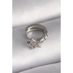 Mey İthalat® 316L Çelik Gümüş Renk Zirkon Taşlı Yıldız Model Tragus Piercing