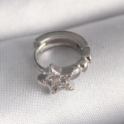 Mey İthalat® 316L Çelik Gümüş Renk Zirkon Taşlı Yıldız Model Tragus Piercing