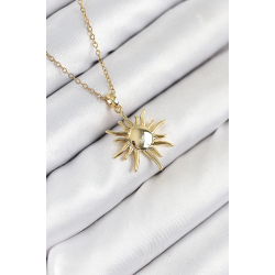 Mey İthalat® 316L Çelik Güneş Model Gold Renk Kadın Kolye