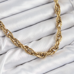 Mey İthalat® 316L Çelik Halat Model Gold Renk Kadın Kolye