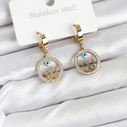 Mey İthalat® 316L Çelik Halka Kelebek Kadın Küpe