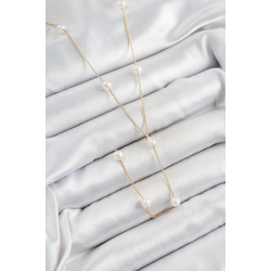 Mey İthalat® Pirinç İnci Figürlü Y Model Gold Renk Kadın Kolye