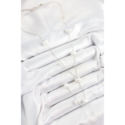 Mey İthalat® Pirinç İncili Kalp Figürlü Y Model Gümüş Renk Kadın Kolye