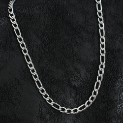 Mey İthalat® 316L Çelik Kalın Figaro Zincir Model Gümüş Renk Erkek Kolye