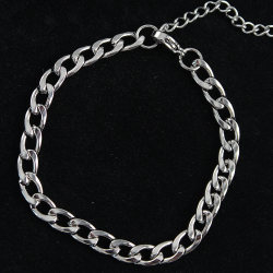 Mey İthalat® 316L Çelik Kalın Klasik Model Gümüş Renk Erkek Bileklik