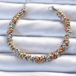 Mey İthalat® 316L Çelik Karışık Renkli İç İçi Geçmeli Bombeli Bileklik